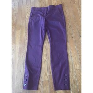 LOFT Marisa Pants Womens Size‎ 4 Plum Straight Leg Stretch Casual Trouser Chino